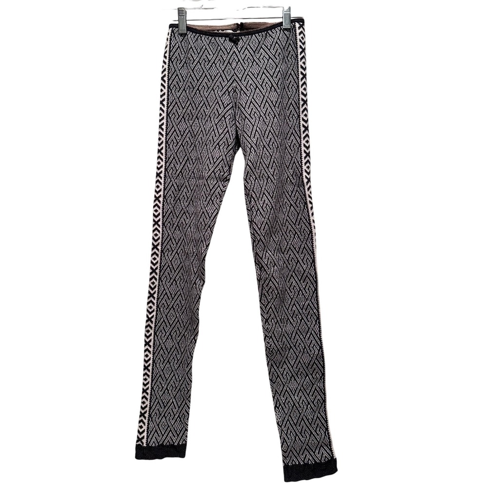 Odd Molly Dark Gray Geometric Knit Leggings‎ Size XS Ski Winter Cozy
